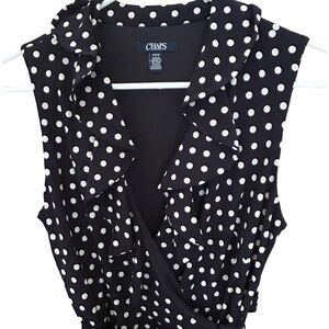Chaps Sleeveless Polka Dot Dress Size Medium
